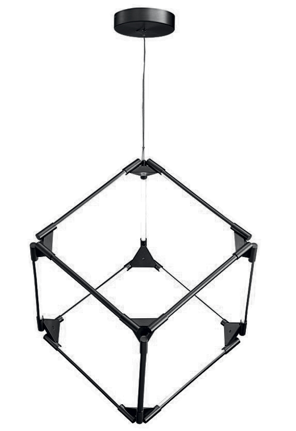 Lamp. Colg. Moderna Led Cubica 50W 3K Negro Alum+Acrylic (440X440X1200Mm)