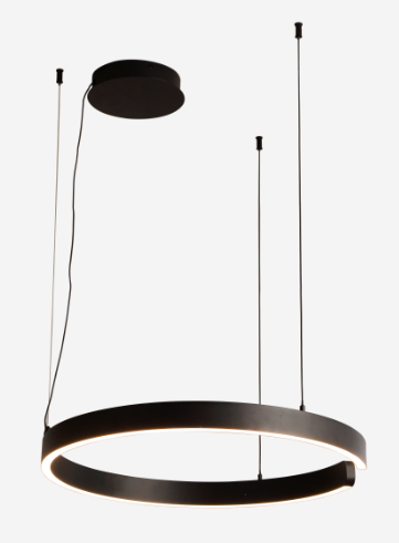Lamp. Colg. Moderna Led Anillo Negro 70W 3K (810X1200Mm)