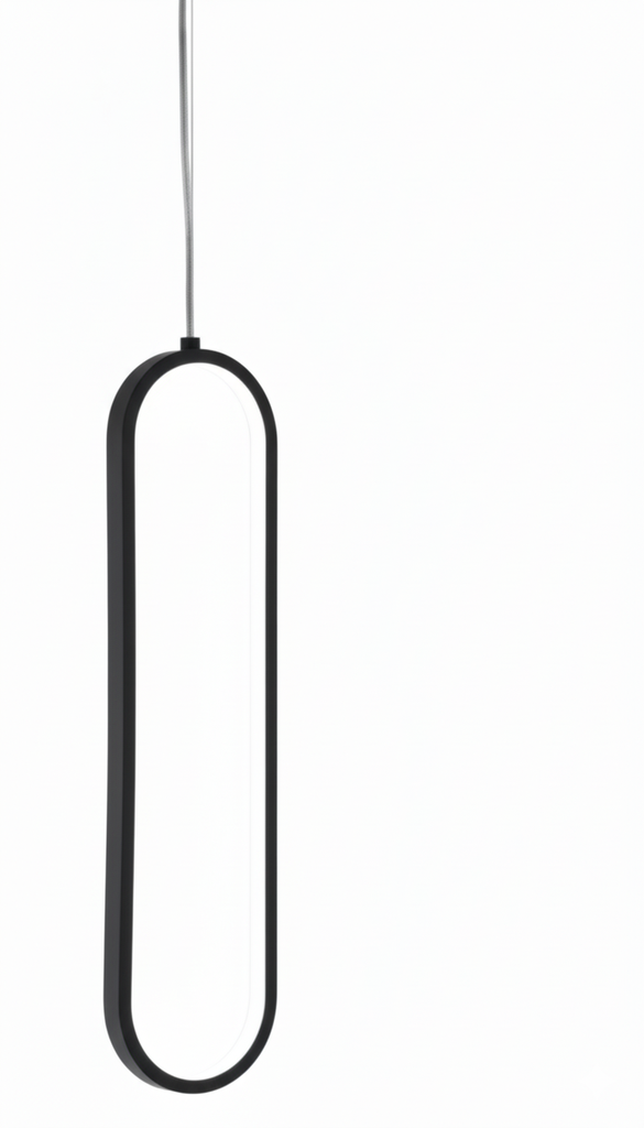 Lamp. Colg. Led Ovalada Alum. Negro+Acrilico 24w 3K (A150xL700)mm