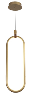 Lamp. Colg. Led Ovalada Alum. Dorado+Acrilico 24w 3k (A150xL700)mm