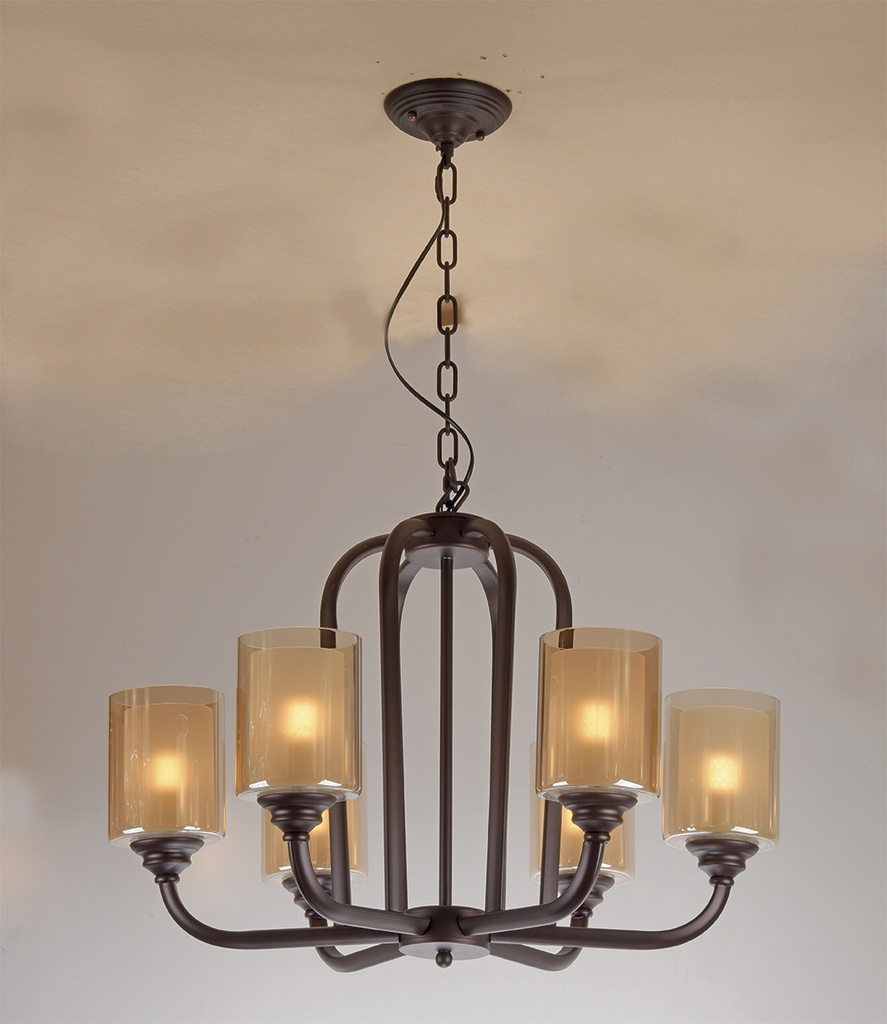 Lamp. Colg. 6L E27 Brazos D650X480Mm