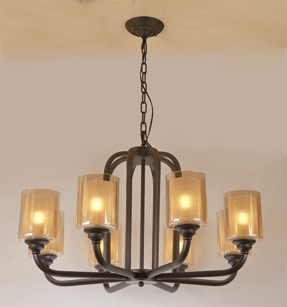 Lamp. Colg. 8L E27 Brazos D750X480Mm Coffee