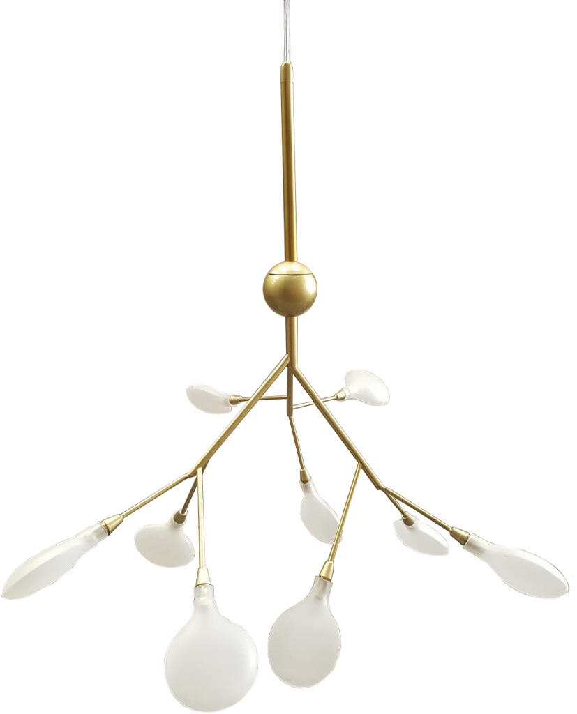 Lamp. Colg. Moderna 9L Dorado Glass G4