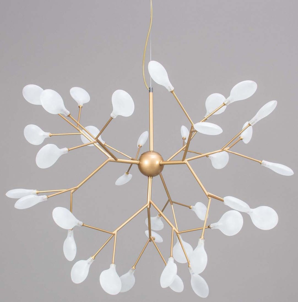 Lamp. Colg. Moderna 27L G4 Dorado Glass