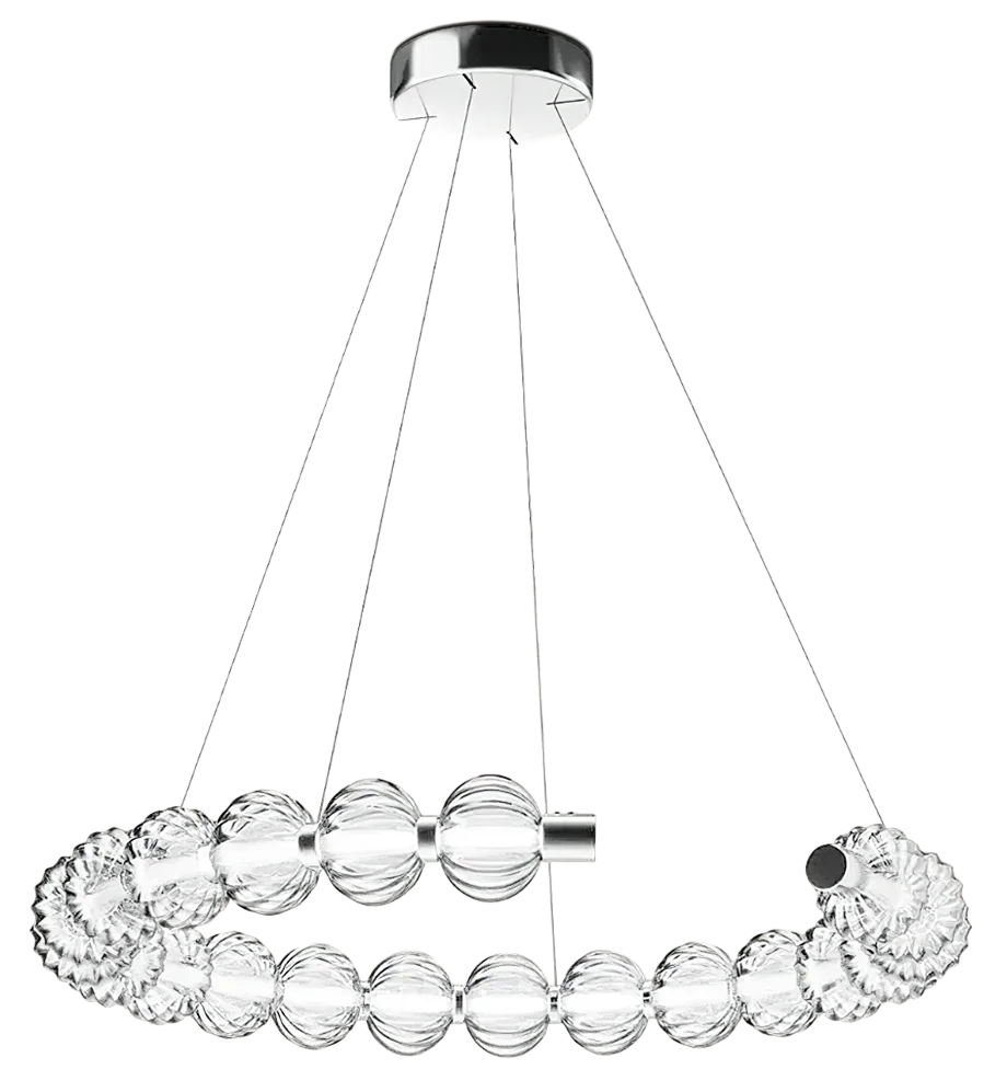 Lamp. Colg. Horizontal T/Aro Led Negro Perla+Cristal Transp. 36W 3K (D740X2000Mm)