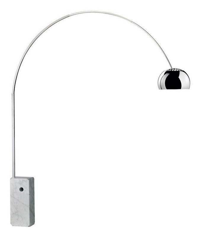 Lamp. Piso 1L E27 Satin Alt. 2500Mm Pantalla 320Mm B/Marmol Blanco 230X540Mm