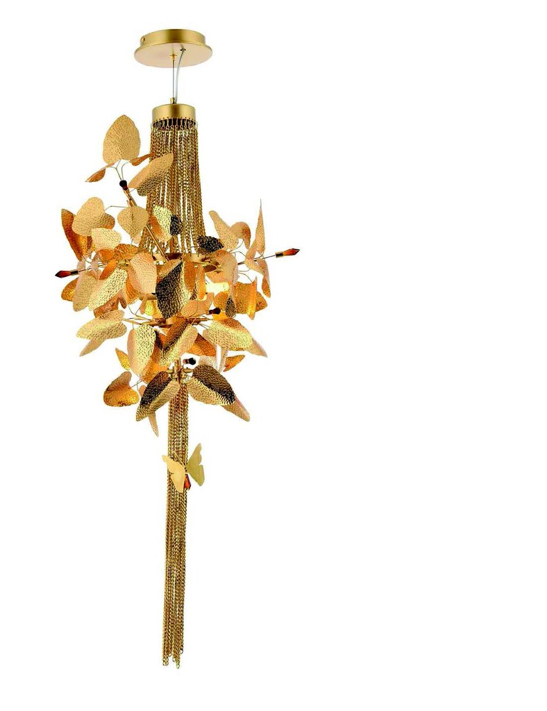 Lamp. Colg. Hojas Y Cadenas 35X10Cm