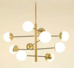 Lamp. Colg. 10Lg9 Metal Dorado+Negro