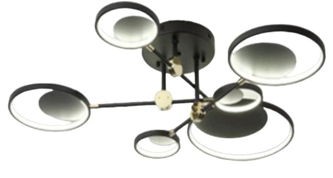 Lamp. Techo Led Aros 6L D1150Mm Negro+Dorado Metal 18W 3K