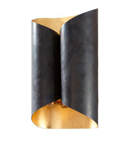 Aplique Pared 2L G9 Dorado+Negro Metal (180x280)Mm