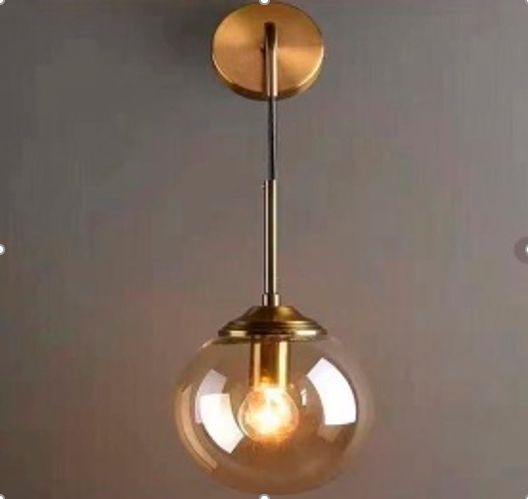 Aplique Pared 1Xe27 Dorado Metal+Cognac Glass
