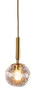 Lamp. Colg. 1L E27 Dorado Metal+Cognac Glass (D150)Mm