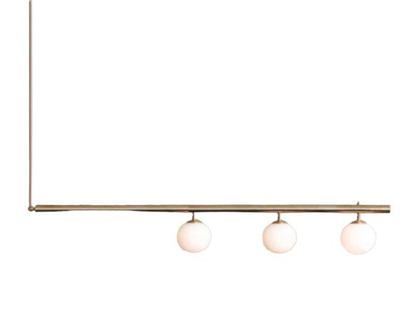 Lamp. Colg. 3Xg9 Dorado Metal L1200Mm