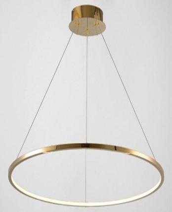Lamp. Colg. Led T/Anillo D60Cm Luz Interior 24W 3K Dorado