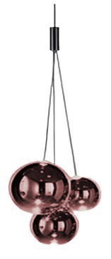 Lamp. Colg. Led 3L Esferas Cooper D29X26Cm 3W 3K