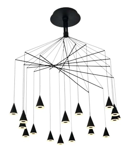 Lamp. Colg. Led 90W 18L 3K 100X120Cm Negro