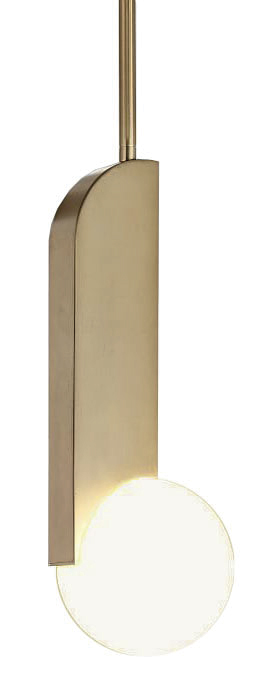 Lamp. Colg. 1Lg9 13X61Cm Dorado+Vidrio Opal
