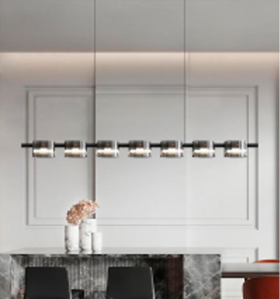Lamp. Colg. Led 7L Recta L100Cm Negro 35W 3K

