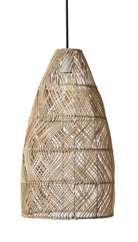 Lamp. Colg. 1L E27 Rattan Natural (280X500Mm)