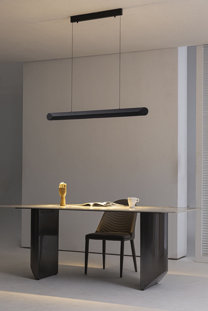 Lamp. Colg. Led Recta Dim. Touch Negro 24W 3K (1000X1500Mm)