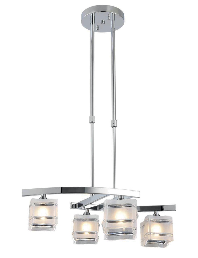 Lamp. Colg 4L G9 Metal+Vidrio T/Cubo 56,3X32,2Cm