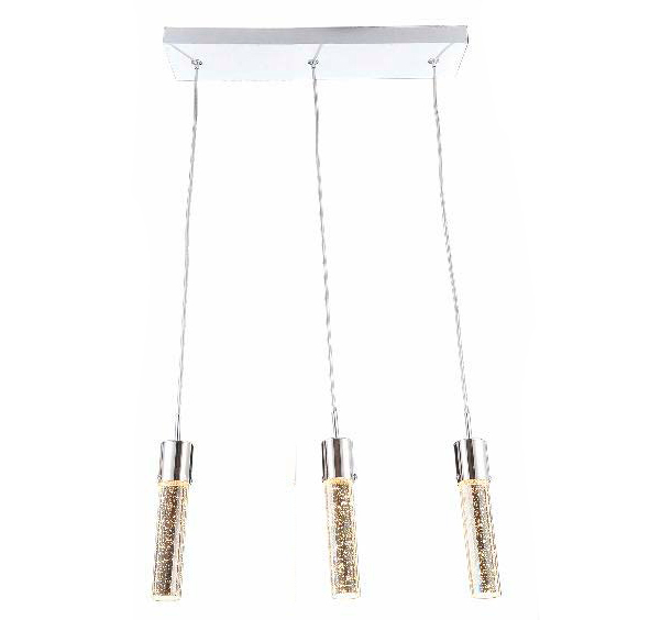 Lamp. Colg. Cilindro Cristal 3L Gu10 B/Recta 550Mm