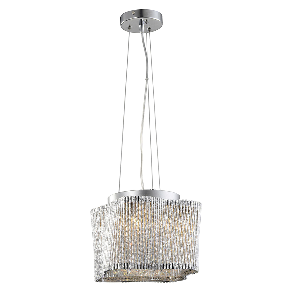 Lamp. Colg. Aluminio+Cristal 31X21Cm 3Xg9