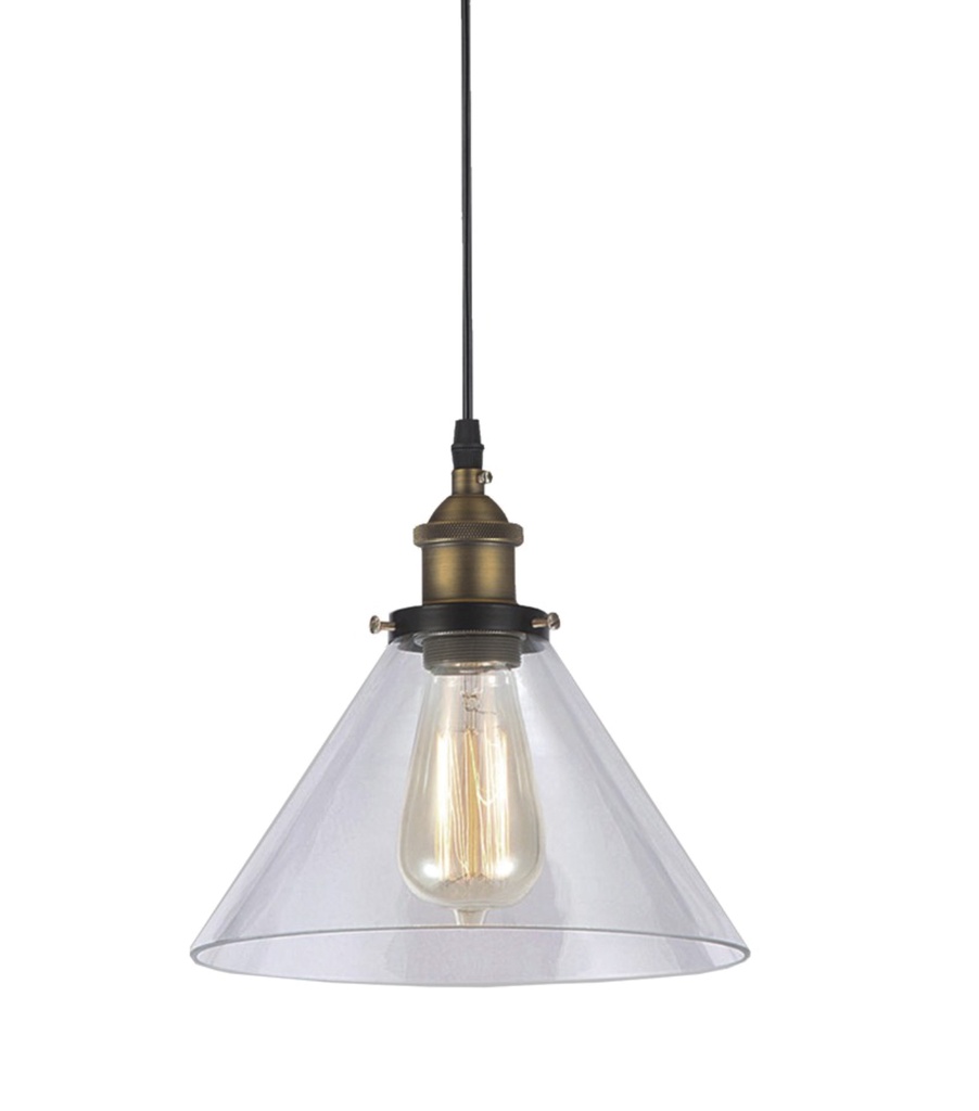 Lamp. Colg. Vidrio Claro 1L E27 180X190Mm