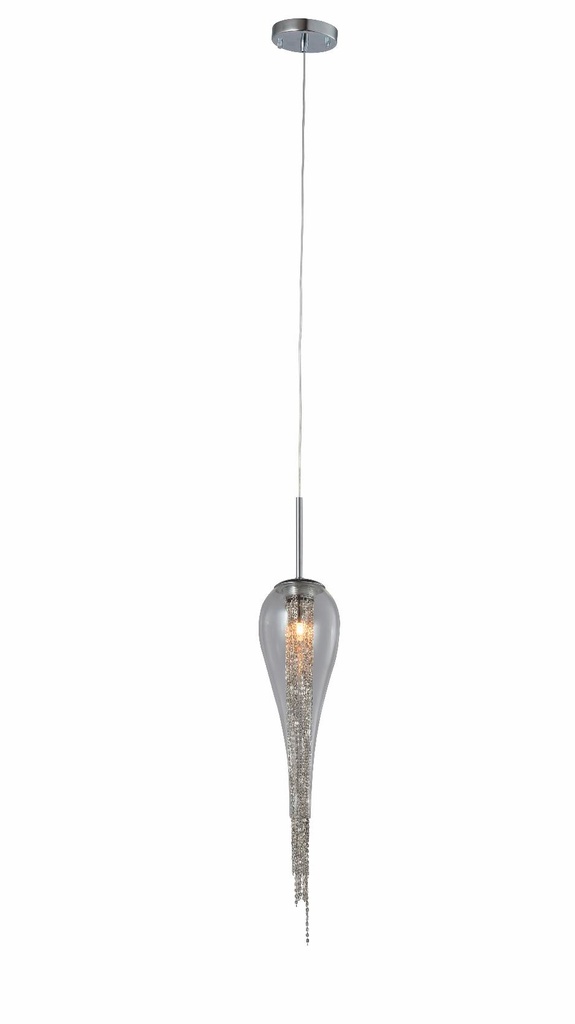 Lamp. Colg. Pantalla Vidrio+Metal Tipo Gota 1G9