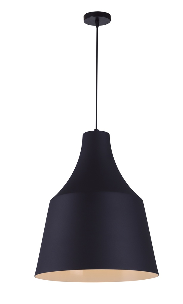 Lamp. Colg. 1L E27 T/Campana Alum. Negro+Blanco (D270xH330)mm