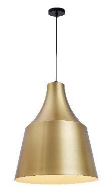 Lamp. Colg. 1L E27 Alum. T/Campana 27X33Cm Dorado+Blanco