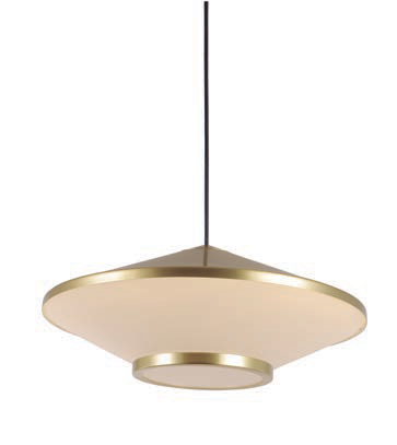 Lamp. Colg. 3L E27 Aluminio Dorado+Vidrio Opal T/Ufo (400X180Mm)