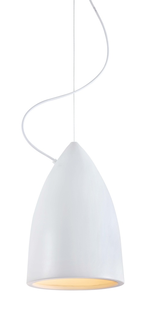 Lamp. Colg. 1L E27 Alum. 20X30Cm Matt Blanco+Blanco