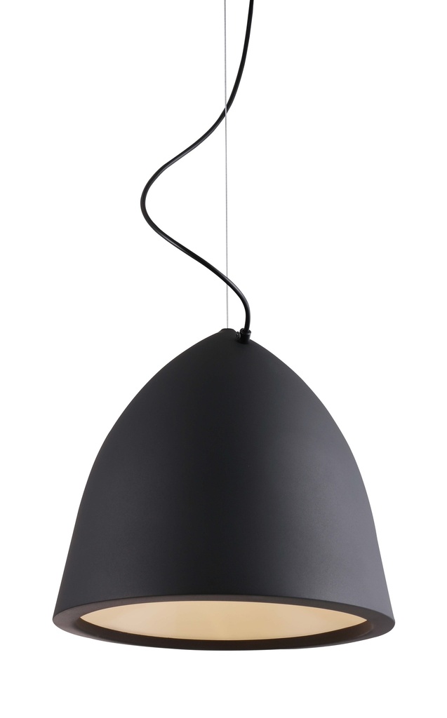 Lamp. Colg. 1L E27 Alum. T/Campana Negro+Blanco (330X300Mm)