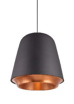 Lamp. Colg. 1L E27 Alum. 35X31Cm Negro+Dorado