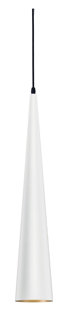 Lamp. Colg. 1L E27 Alum. 11X60Cm Blanco+Dorado