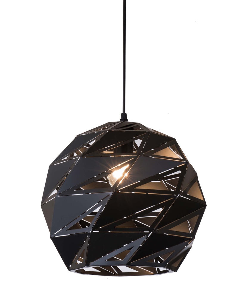 Lamp. Colg. 1L E27 Metal Negro T/Geometrica (300X280Mm)
