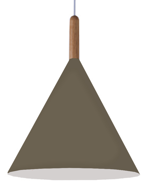 Lamp. Colg. 1L E27 Alum+Madera Coffe+Blanco (180X270Mm)