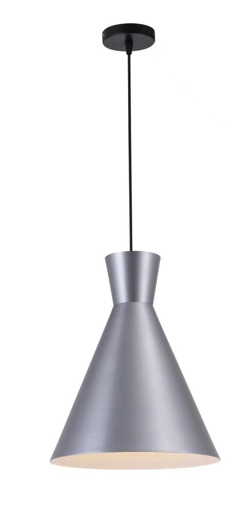 Lamp. Colg. 1L E27 Aluminio Plata+Blanco (D250X330Mm)