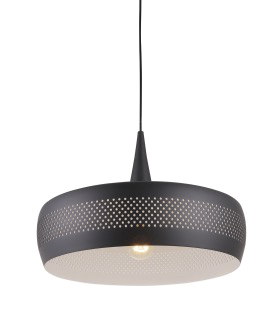 Lamp. Colg. 1L E27 Aluminio Negro+Blanco (D430X280Mm)