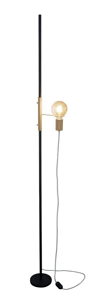 Lamp. Pie 1L E27 Alargada L170X18Cm Negro+Dorado