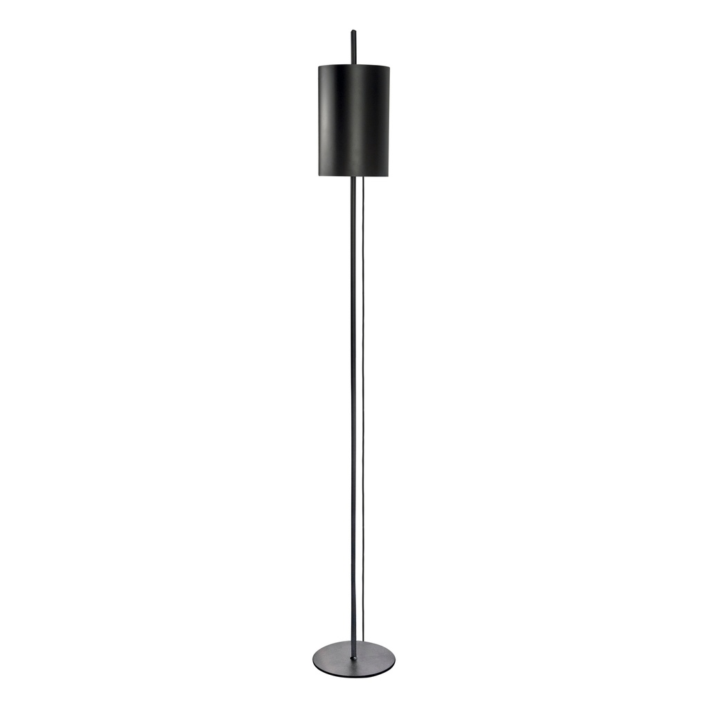 Lamp. Pie 2L E27 Pantalla Cilindrica Negra (L1850x250)Mm