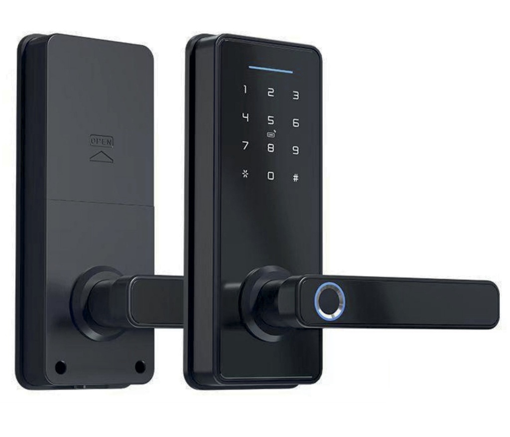 Cerradura Intelig. Wifi Tarjeta/Huella/Clave/Llave 64X144Mm Negro