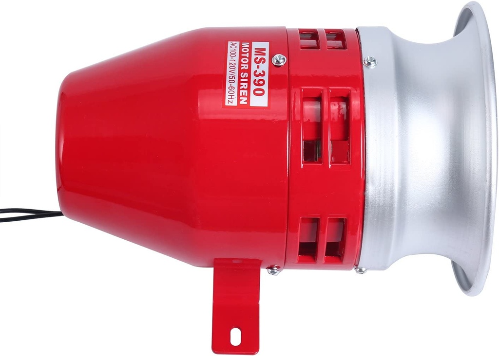 Sirena 140 Db Metalica Plateada Roja 110Vac Camsco