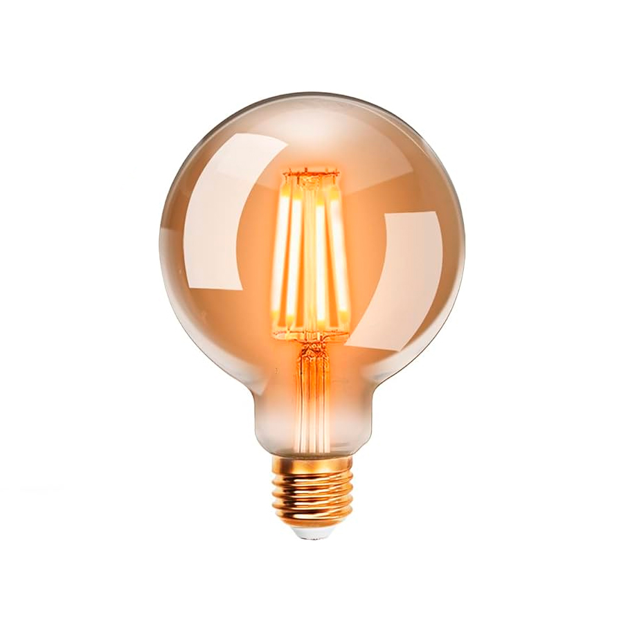 Foco Led Vidrio E27 G80 8w 2.7k Redondo Ambar (D80mm)