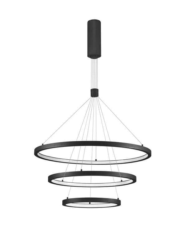Lamp. Colg. Led Aros Negro Luz Int. 3L 100W 3Cct 3K/4K/6K 100-240V (D800Xd600Xd400X1500Mm)