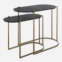 SET2 MESAS DE METAL DORADO CON TOP NEGRO