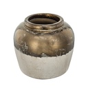 FLORERO DE CERAMICA GRANDE ORO Y BEIGE