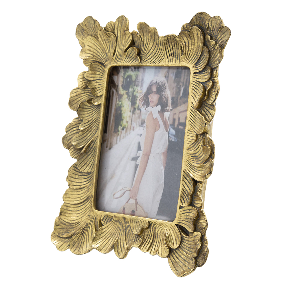 PORTA RETRATO DE RESINA DORADO CLASICO