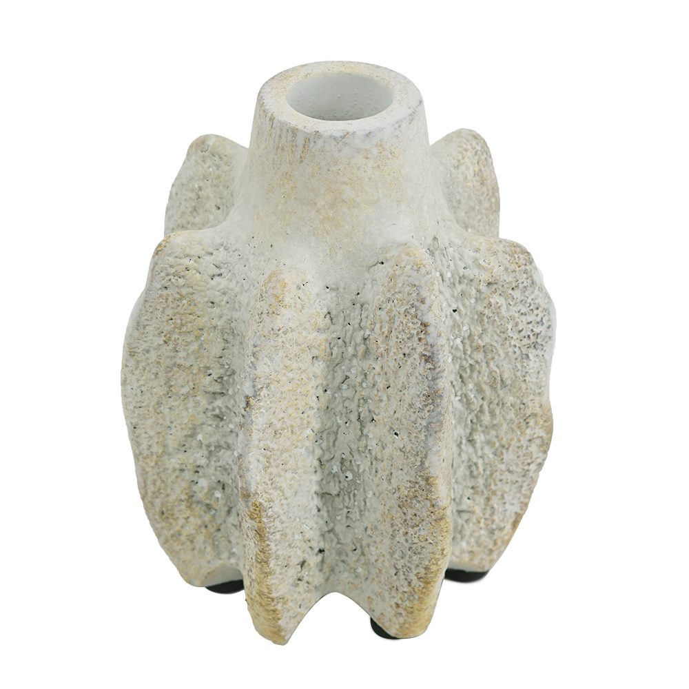 PORTA VELA DE CERAMICA BLANCO TIPO CORAL